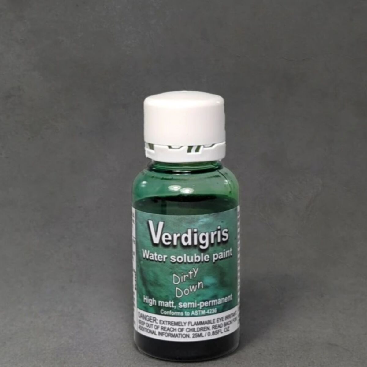 Dirty down green verdigris bottle