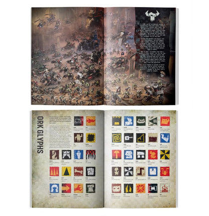 11th Edition Ork Codex showing Glyphs of common Ork Clans